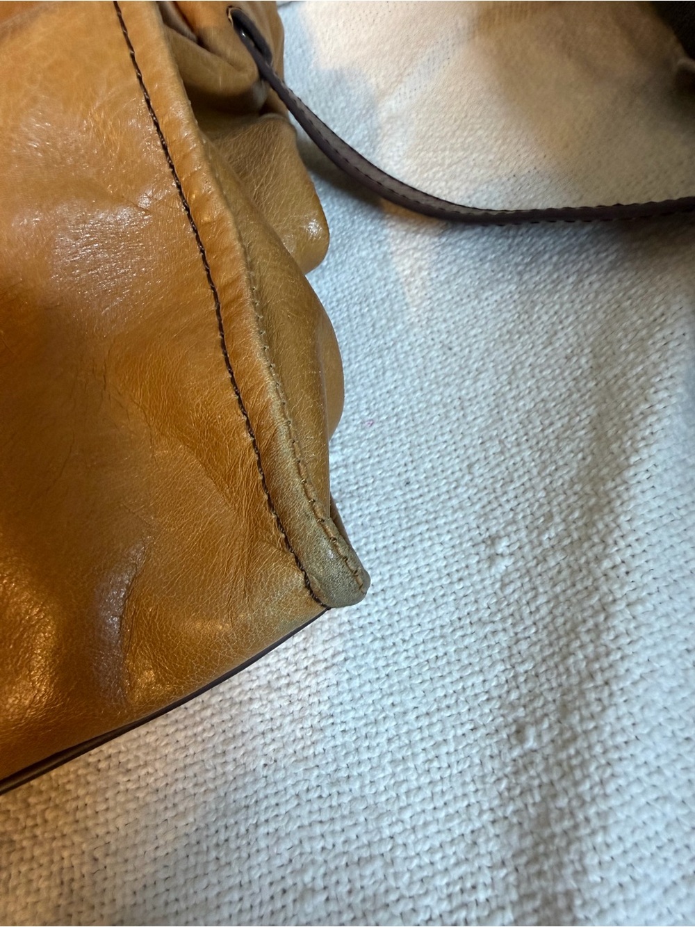 HOBO Caramel Leather Shoulder Bag with Contrast Strap - Picture 7 of 7